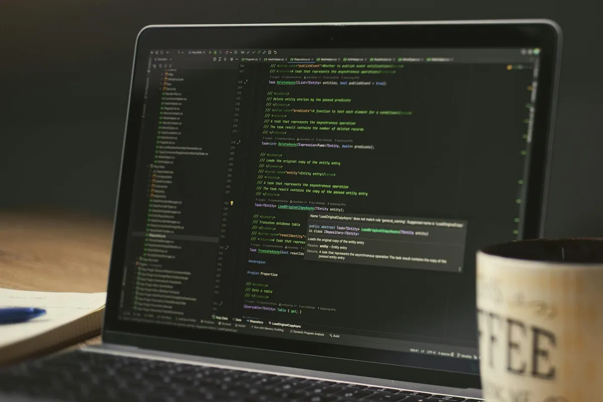 A professional developer setup with multiple tools visible